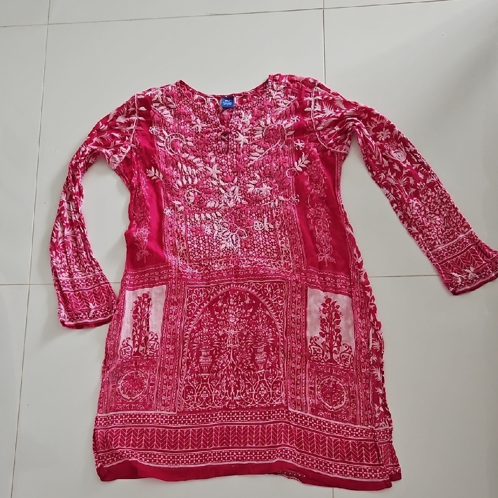 Raj Pink and White Swim Coverup